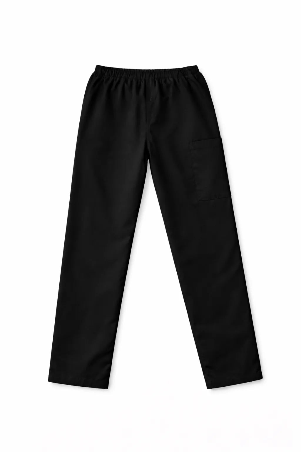 Pantalón TS'IIK negro vista posterior, uniforme de enfermería unisex espalda completa corte recto negro