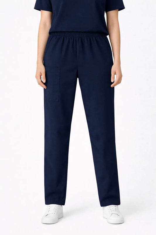 Pantalón médico TS'IIK azul marino unisex, uniforme clínico de enfermería corte recto con bolsillos, ropa hospitalaria azul marino