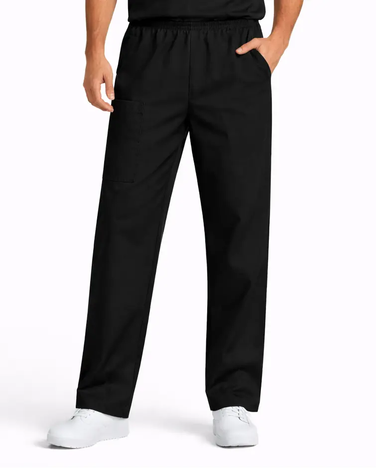 Pantalón médico TS'IIK color negro unisex, uniforme clínico de enfermería corte recto con bolsillos, ropa hospitalaria negra