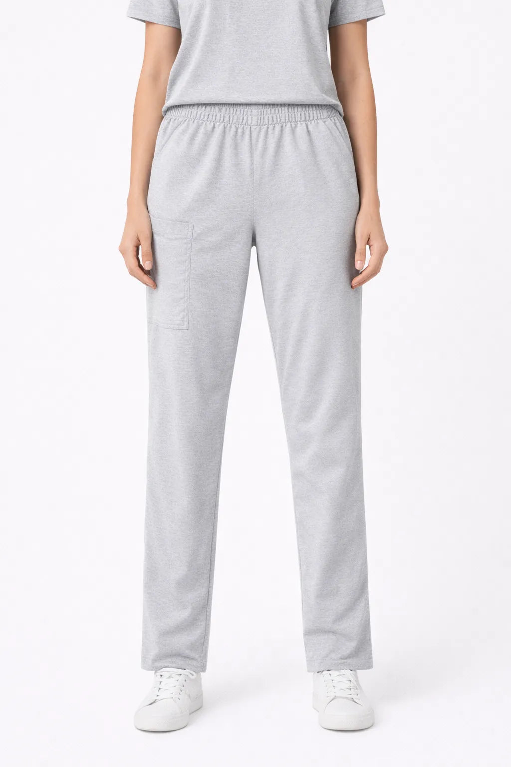 Pantalón médico TS'IIK gris jaspeado unisex, uniforme clínico de enfermería corte recto con bolsillos, ropa hospitalaria gris